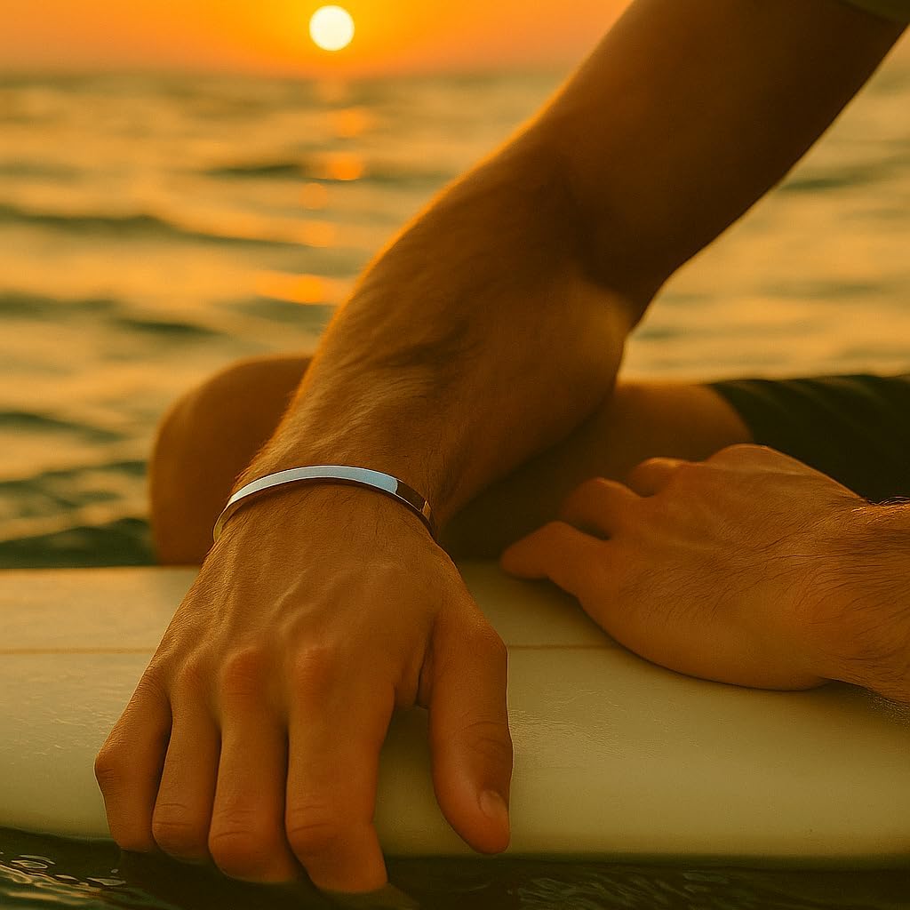 Forge & Foundry Men's Minimalist Titanium Cuff Bracelet | Versitile Unisize Waterproof | Design-Led Artisan Jewelry, from London | Ravick - Image 6