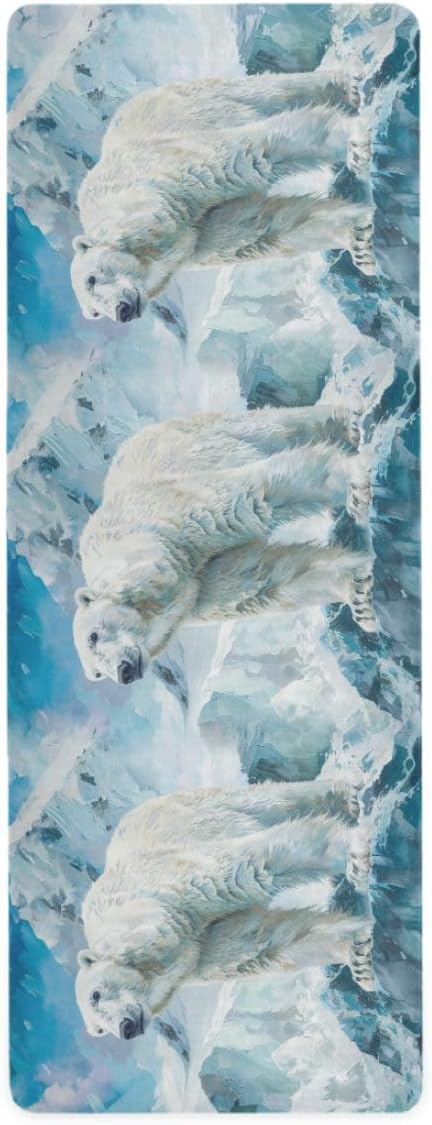 ALAZA White Polar Bear Animal Yoga Mat Non Slip Fitness Exercise Mat, Workout Mat for Yoga, Pilates and Floor Exercises