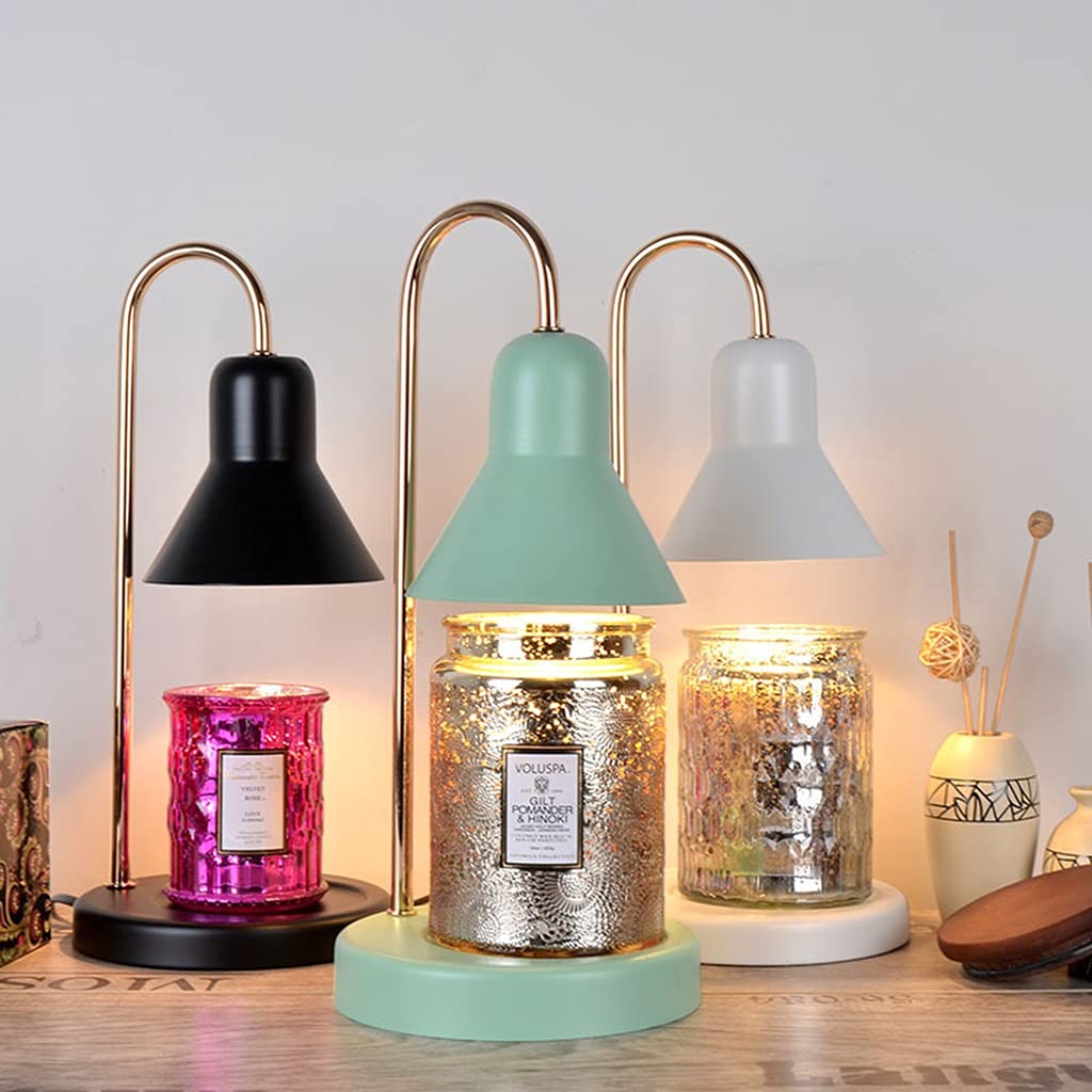 Lámpara de Cera de Fusión de Velas con Interruptor Regulable, Lámpara de Ayuda para Dormir con Aromaterapia Creativa, Lámpara Calefactora para Todos Los Frascos de Velas (Color : Black)