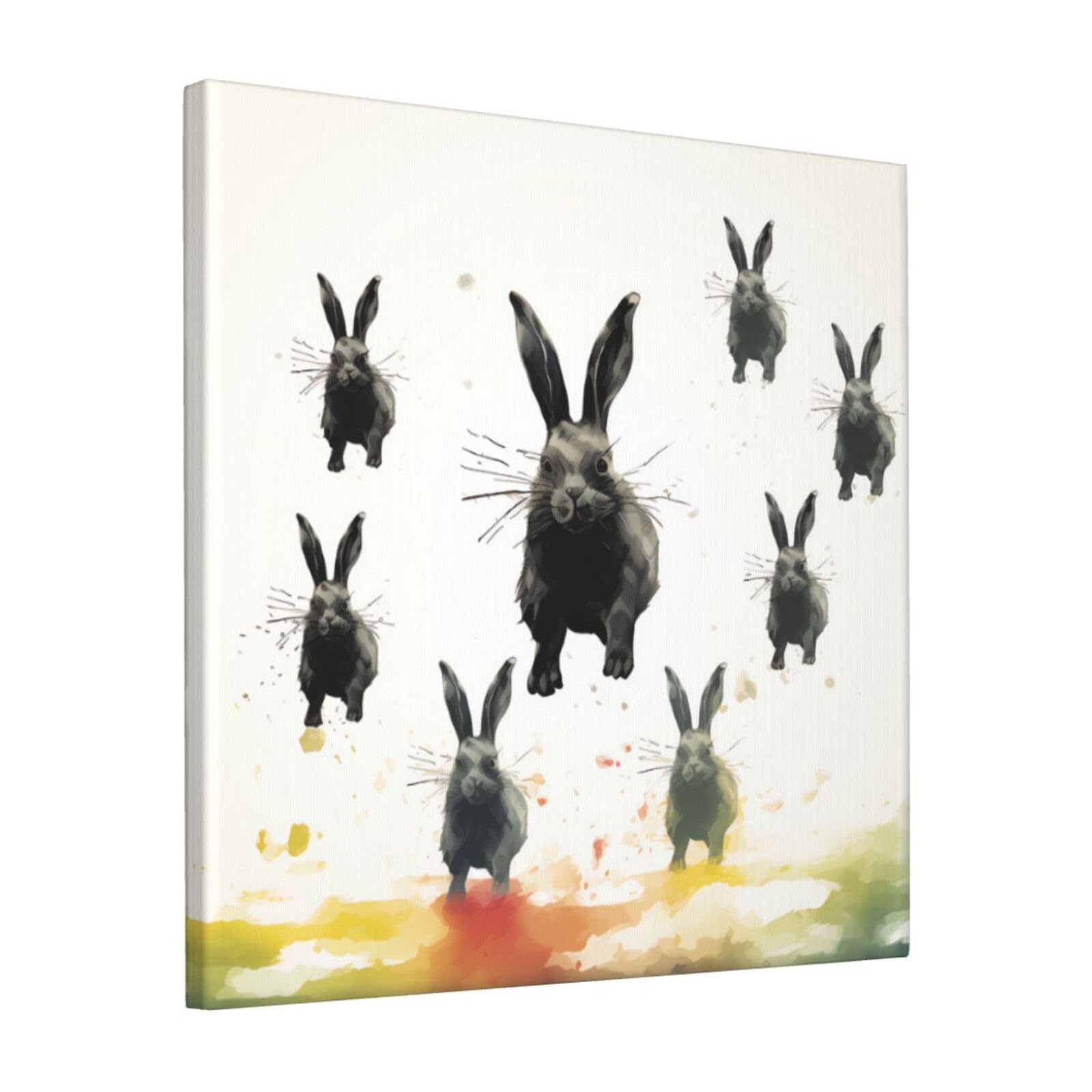 FodPand Rabbits silhouette Canvas Wall Art for Living Room Wall Decor 12"x12" Modern Artwork Painting Pictures Hanging Canvas Prints Aesthetic Wall Art for Bedroom Bathroom Office Wallart Decor