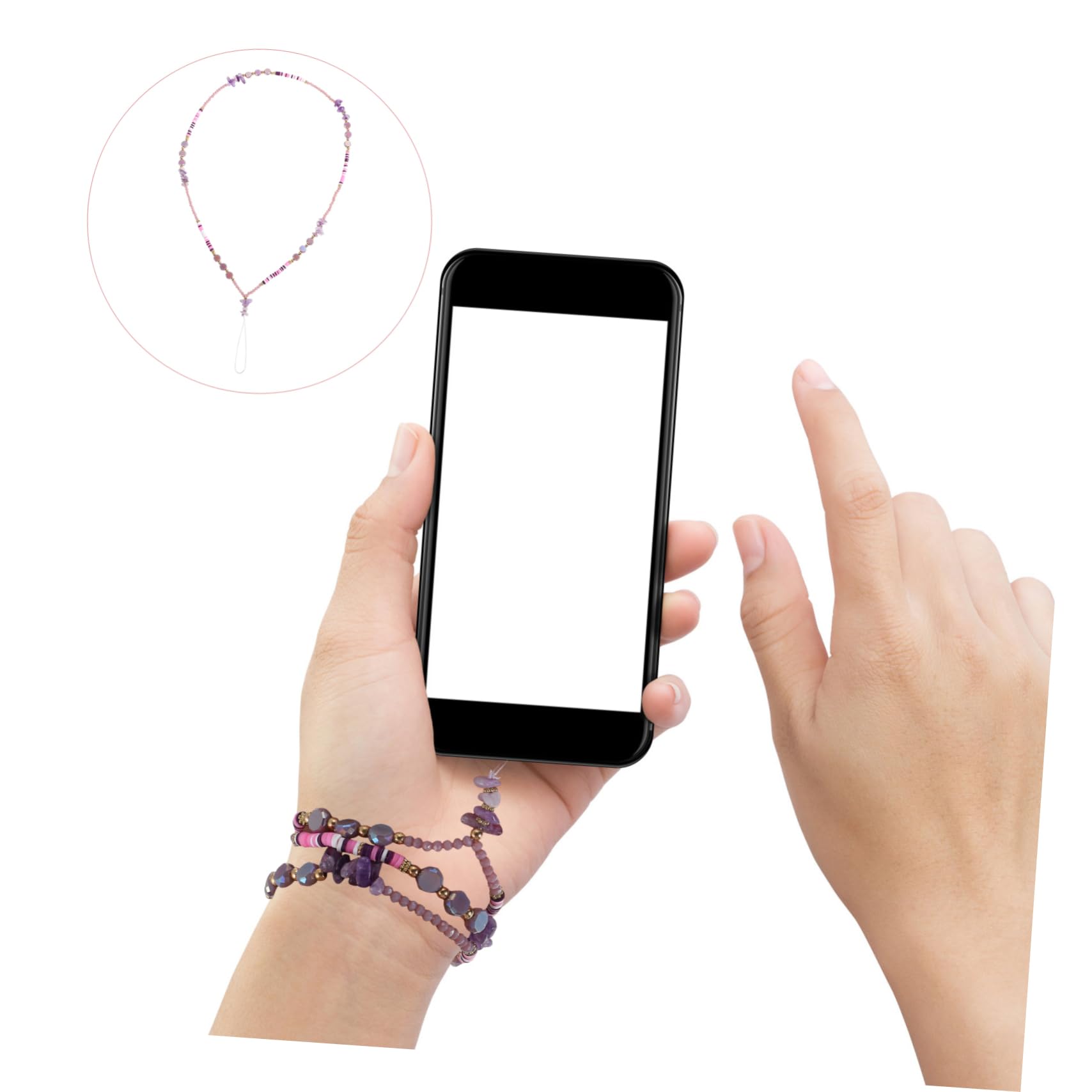 Housoutil 2st Perlen Telefonkette Kamera-aufhängeband Lanyard Für Frauen Telefon Hängende Kette Handy-hängeband Kamera-handschlaufe Perlenband Schlüssel Kies Fräulein Violett Plastik