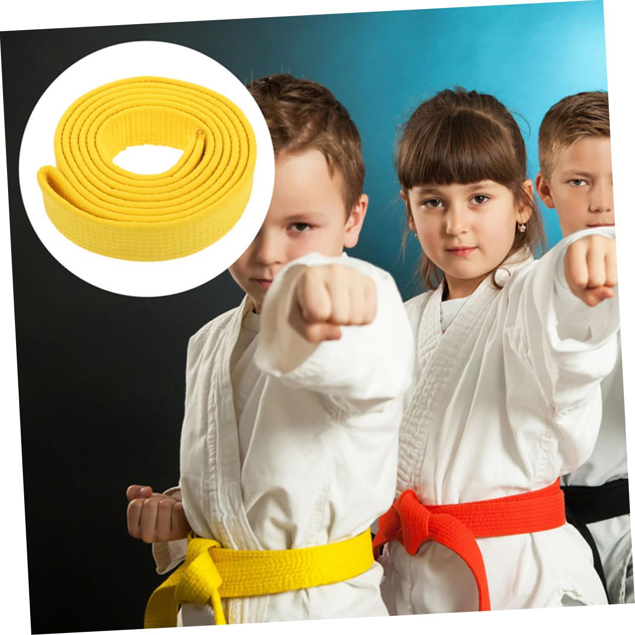 Cinturón de Karate de Algodón Amarillo para Taekwondo, Ligero Decoloración, Paquete de 2 Piezas para Adultos y Adolescentes en Deportes de Artes Marciales