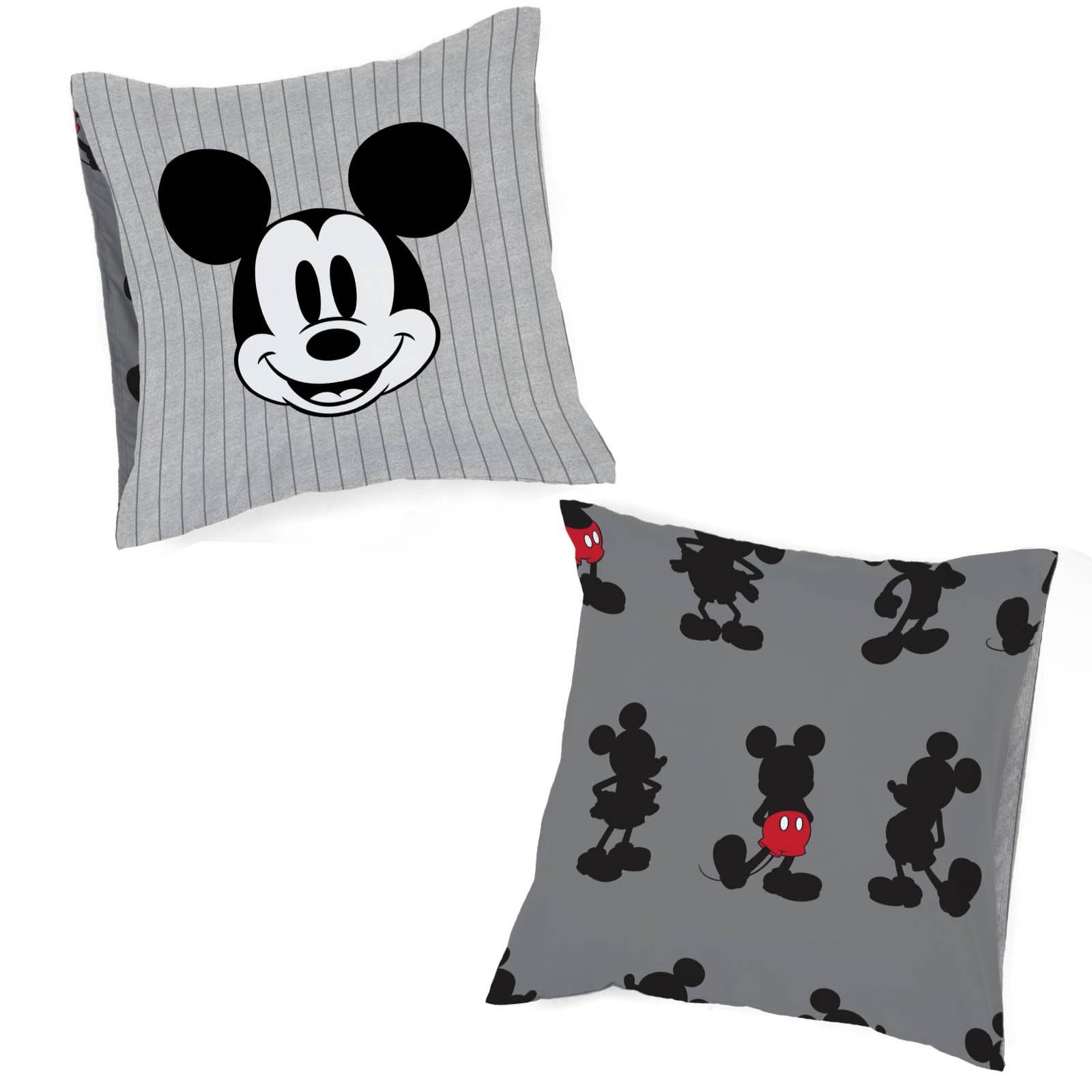 Juego de Cama de Mickey Mouse Disney a Rayas con Funda de edredón para Cama Individual de algodón Afelpado - Incluye una Funda de Almohada de 80 x 80 cm