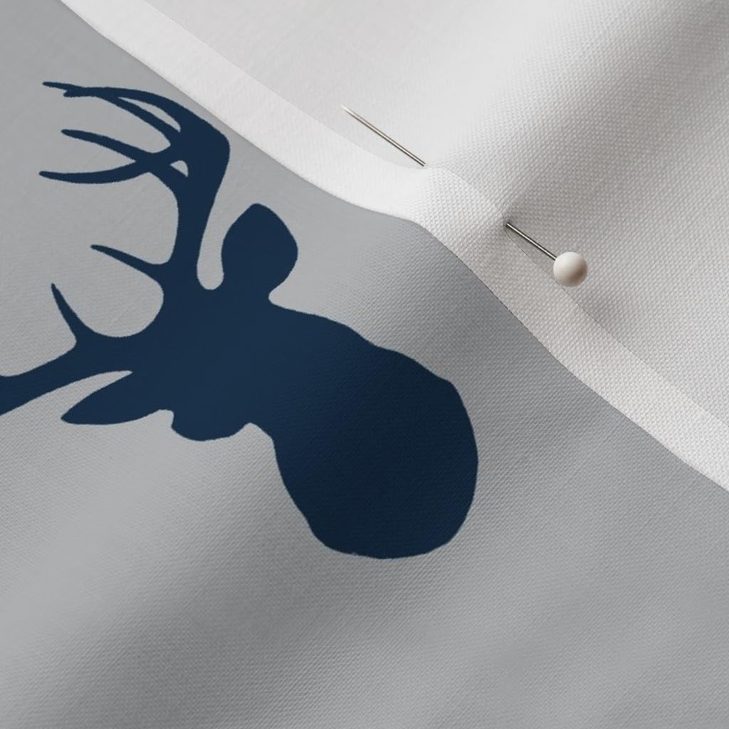 Spoonflower Fabric - Deer, Grey, Navy Blue, Boy, Woodland, Nursery Printed on Petal Signature Cotton Fabric by The Yard - Sewing Quilting Apparel Crafts Decor