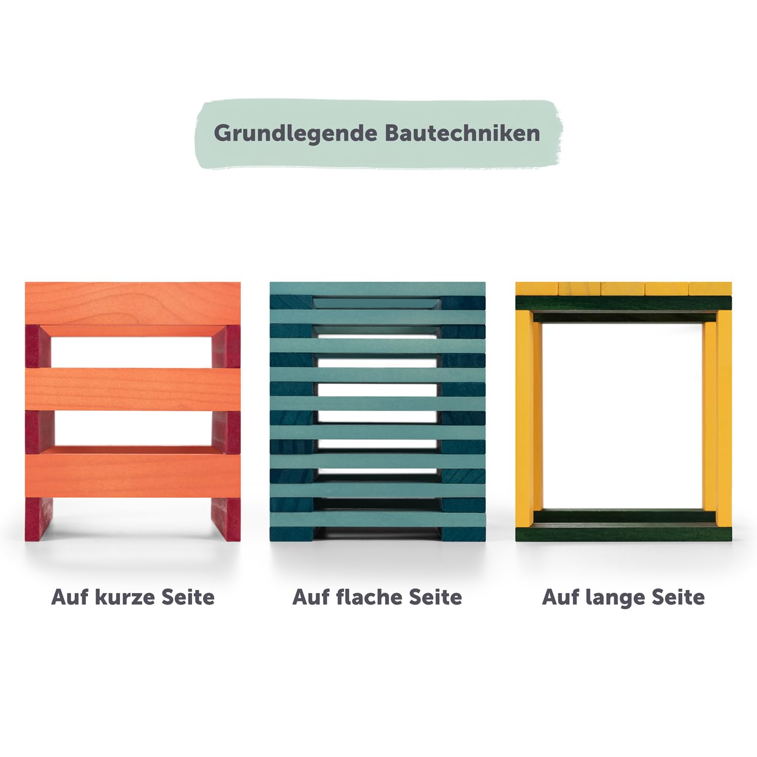 Laleni Bausteine Set - Bausteine Holz Natur 220 Stück + Bauklötze Holz Bunt 90 Stück aus 100% Kiefer - Holzklötze für Kinder - Holzklötzchen zum Spielen mit Box - Holzspielzeug - Holzstäbe zum Basteln