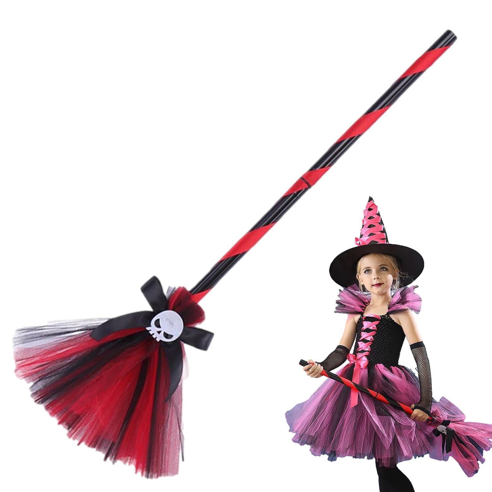 Escoba De Bruja Halloween Para Niños - Accesorio Disfraz, 80 Cm, Juego De Imitación Y Decoración