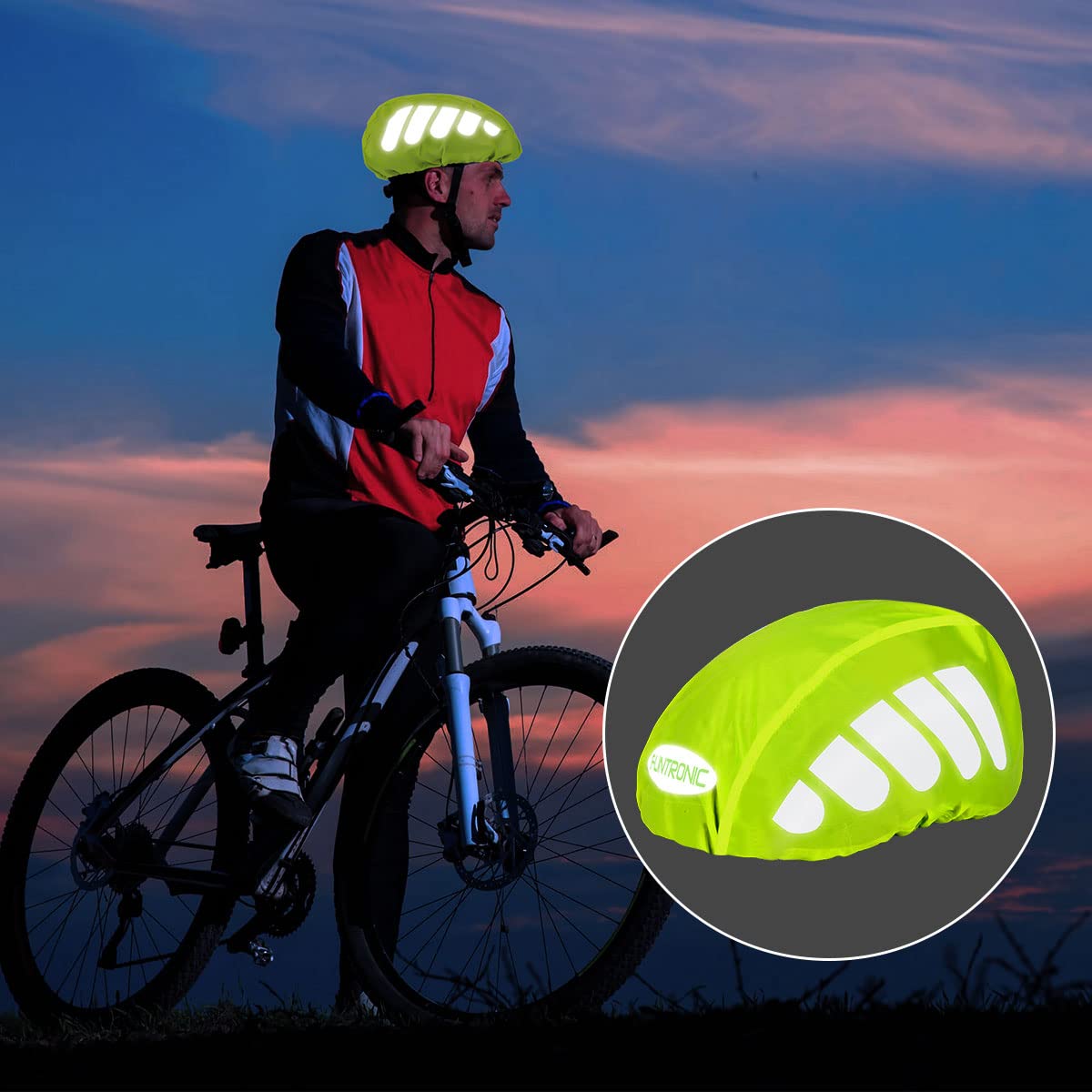 flintronic Copertura Antipioggia per Casco da Bicicletta,Parapioggia Impermeabile con Riflettenti, Alta visibilità e Copertura per Casco da Mountain Bike da Strada Antipolvere
