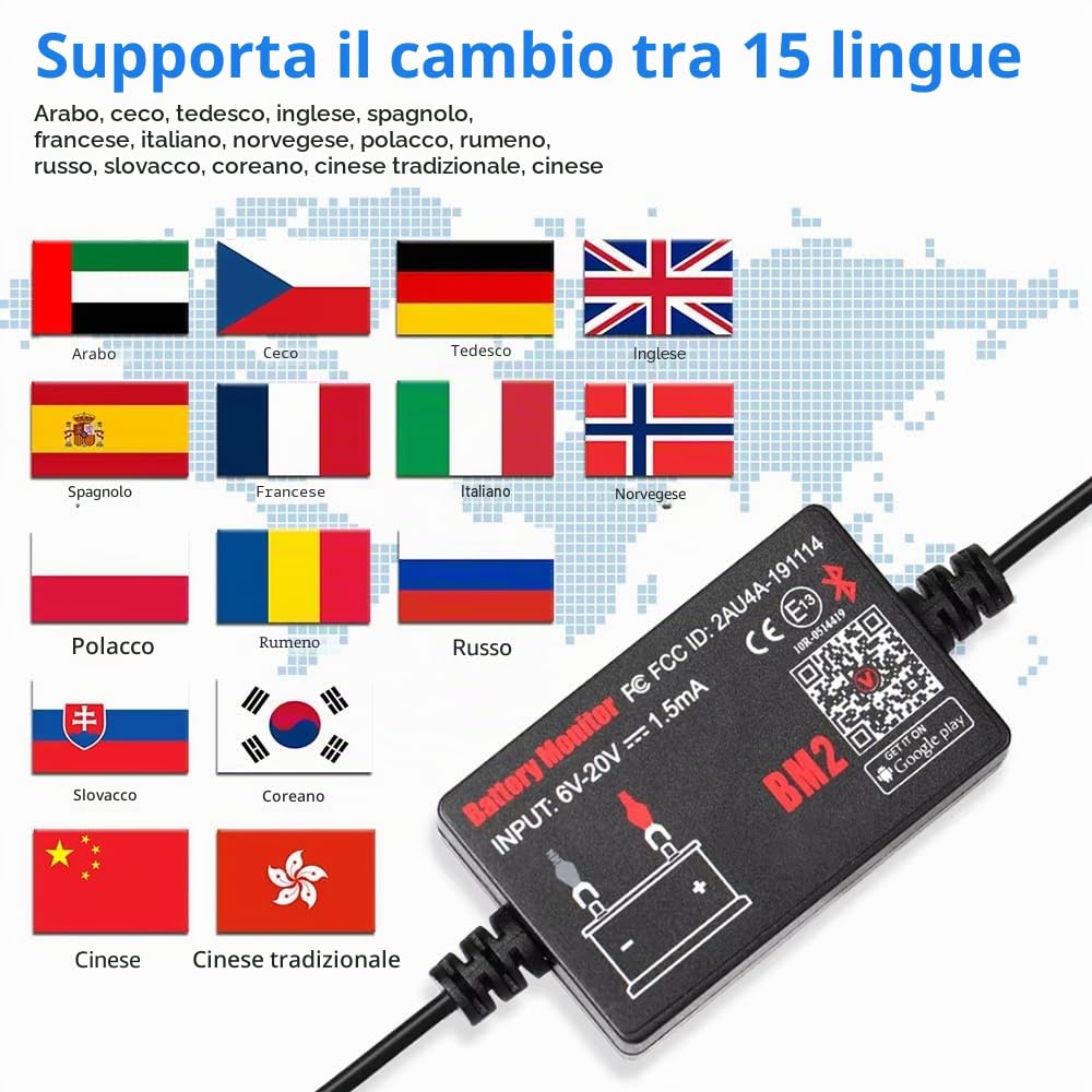 Ampnogy 12 V Bluetooth battery monitor