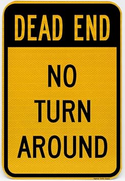 Dead END NO Turn Arround Sign 12"x18" 3M Premium Non Reflective Vinyl. by Highway Traffic Supply.