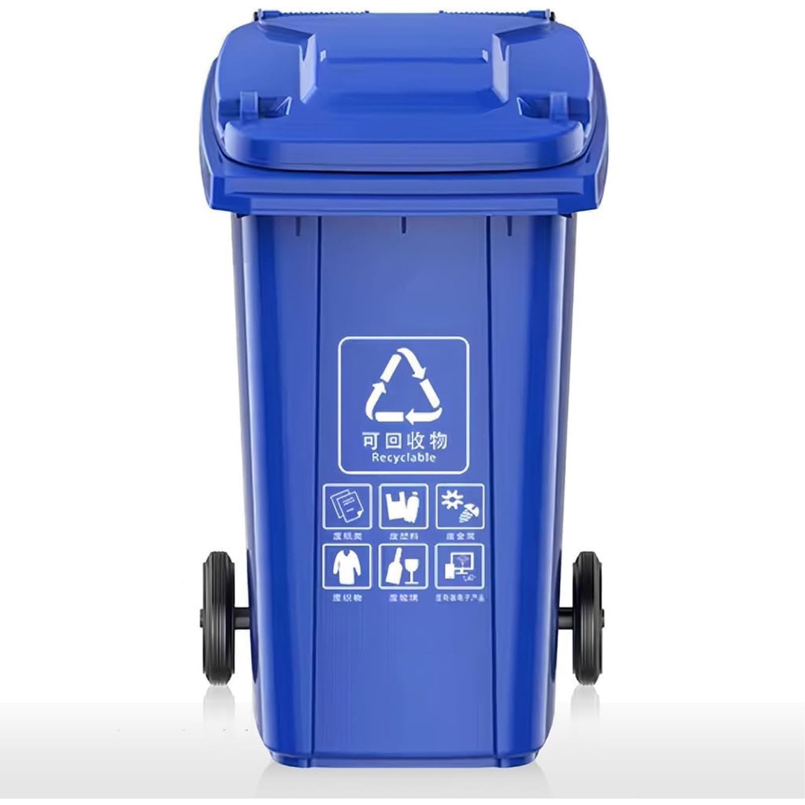 VITIWEDTY Outdoor Trash Can with Lid and Wheels, Heavy Duty Large Capacity Garbage Bin for Commercial and Residential Outdoor Use (Blue 100L)