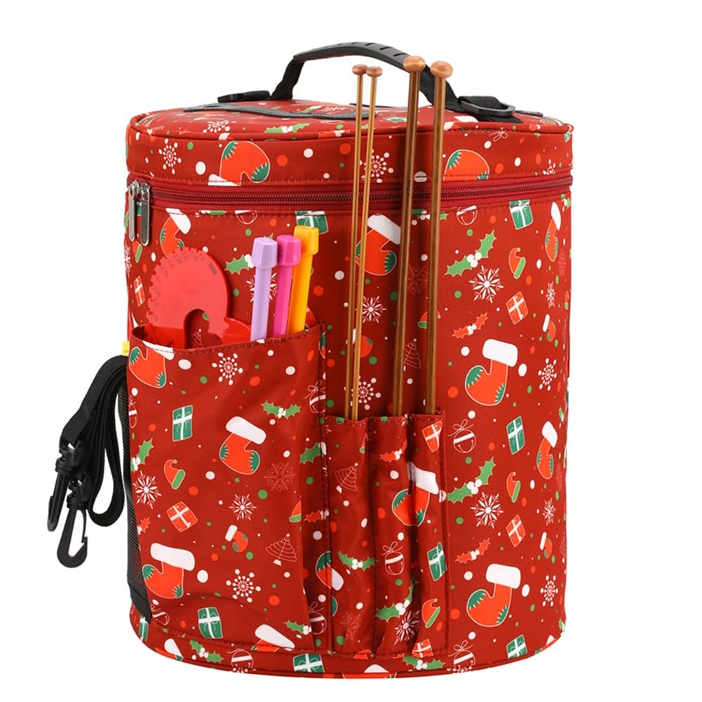 JFDBGU Bolsa de Almacenamiento de Hilo Redondo, Bolsas de Hilo de Lana de Tejer cilíndricas, Herramienta de Costura de Ganchillo, Bolso for Agujas de Tejer, Organizador de Viaje