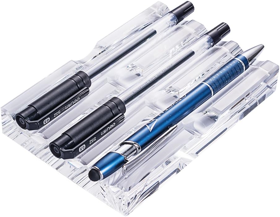 LONGWIN Office Supplies Crystal Fountain Pen Holder Desktop Organizer