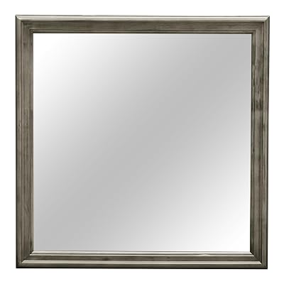 Passion Furniture 38 in. x 38 in. Classic Square Wood Framed Dresser Mirror - N/A Gray Grey