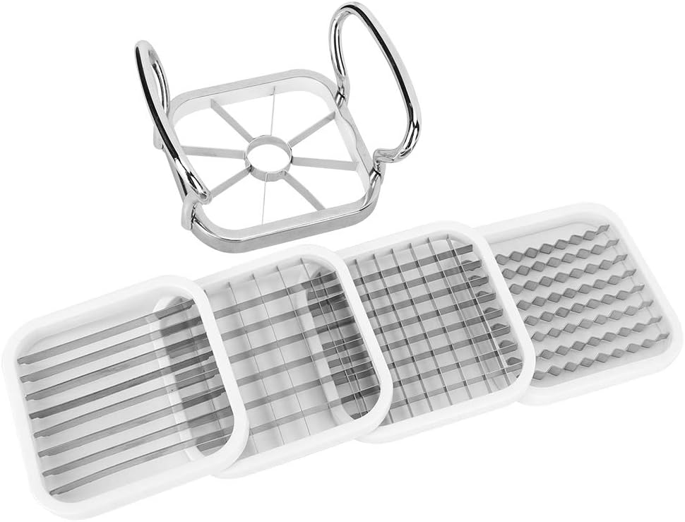 French Fries Hand Cutter,French Fry Cutter Stainless Steel Potato Slicer Seasoning & Tools 5In 1 Stainless Steel Potatoes Fruit Cutter Chipper Chopper Maker French Fry Tool