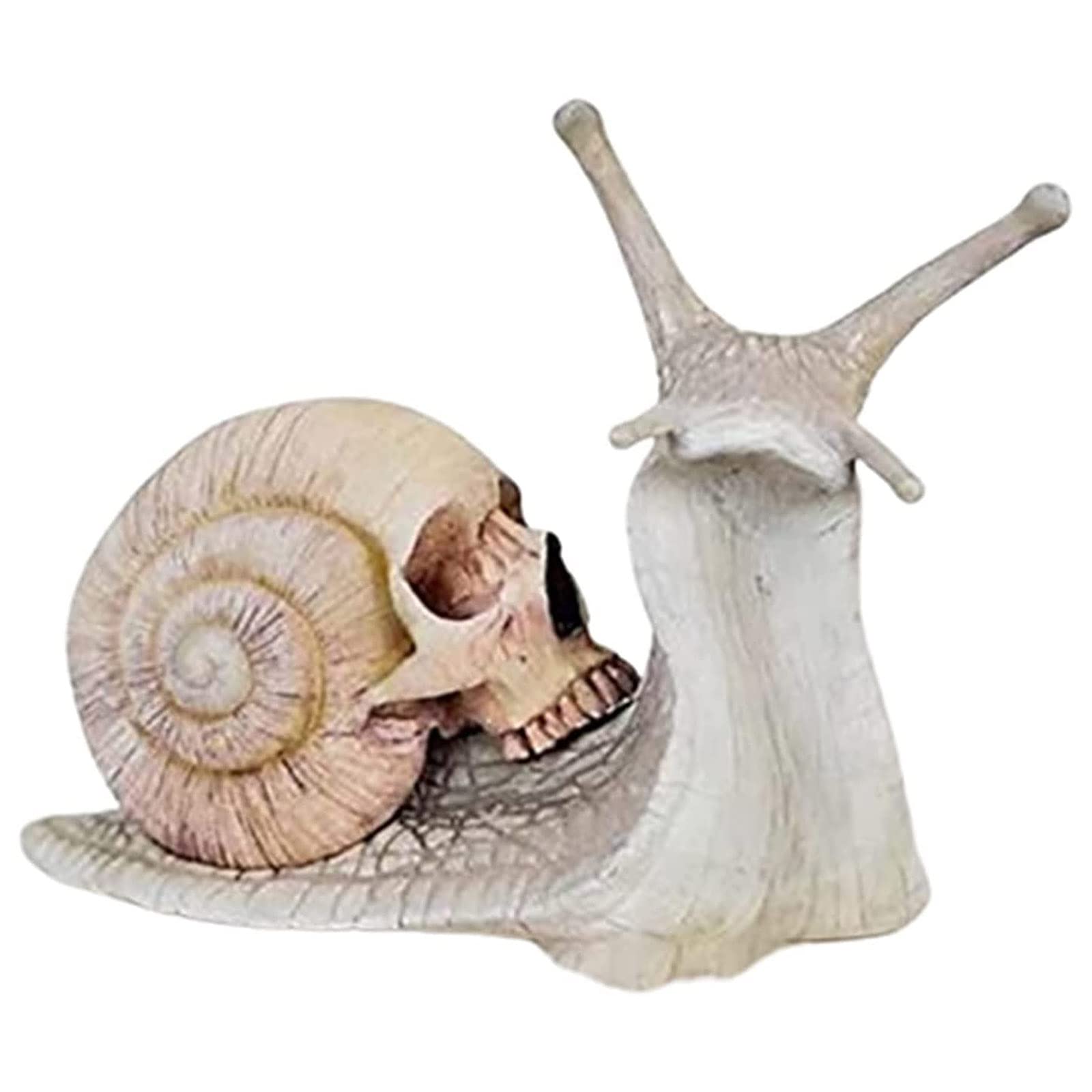 Pcscevcr Resin Snail Statue, Halloween Snail with Shell Skull Sculpture Ornament, Tabletop Ornament for Home Office Decor (Light Color)