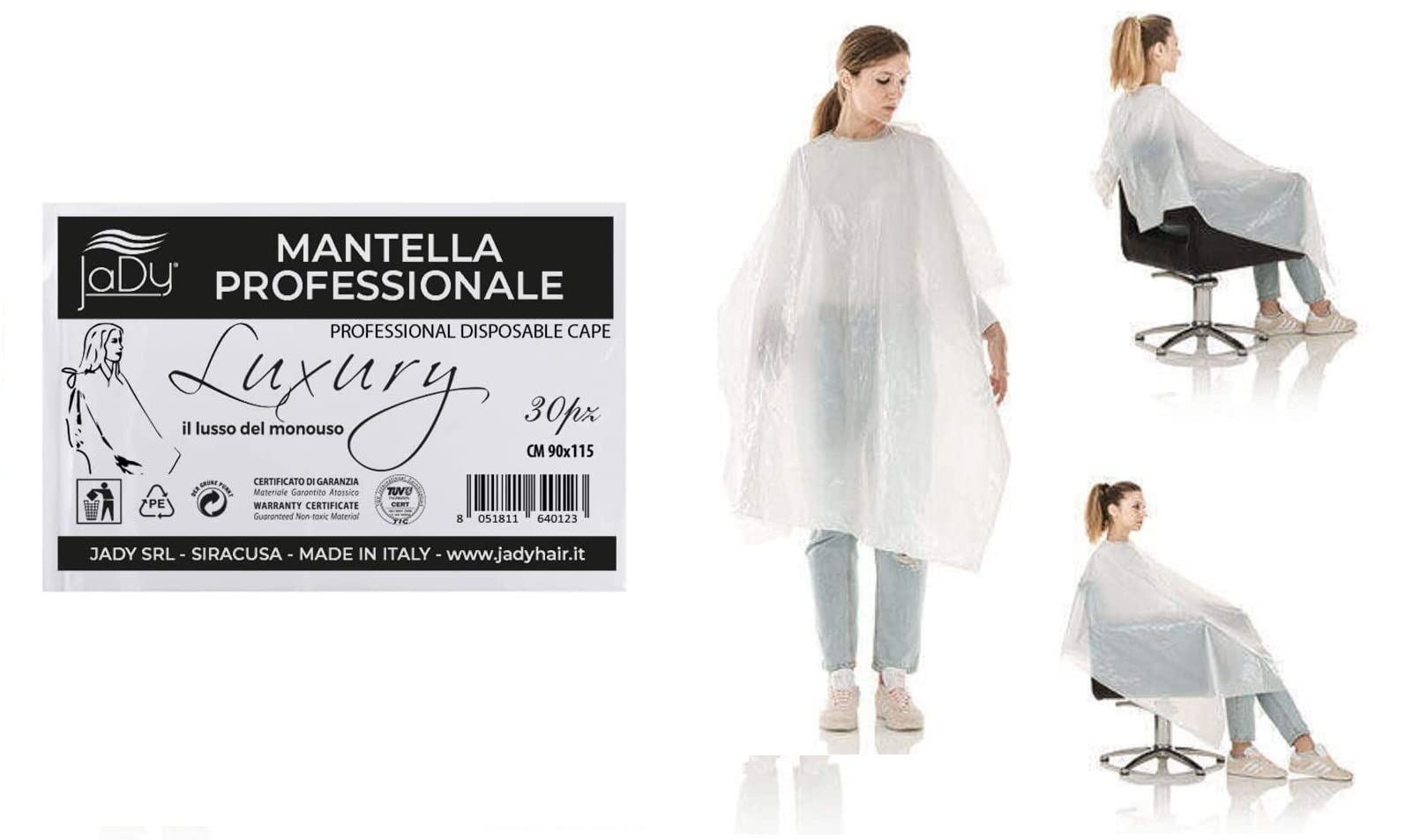 JaDy - Mantella Monouso Parrucchiere Luxury Il Lusso Del Monouso Confezione 30PZ Mantellina Per Tinta Capelli Mantelle da Taglio Usa e Getta