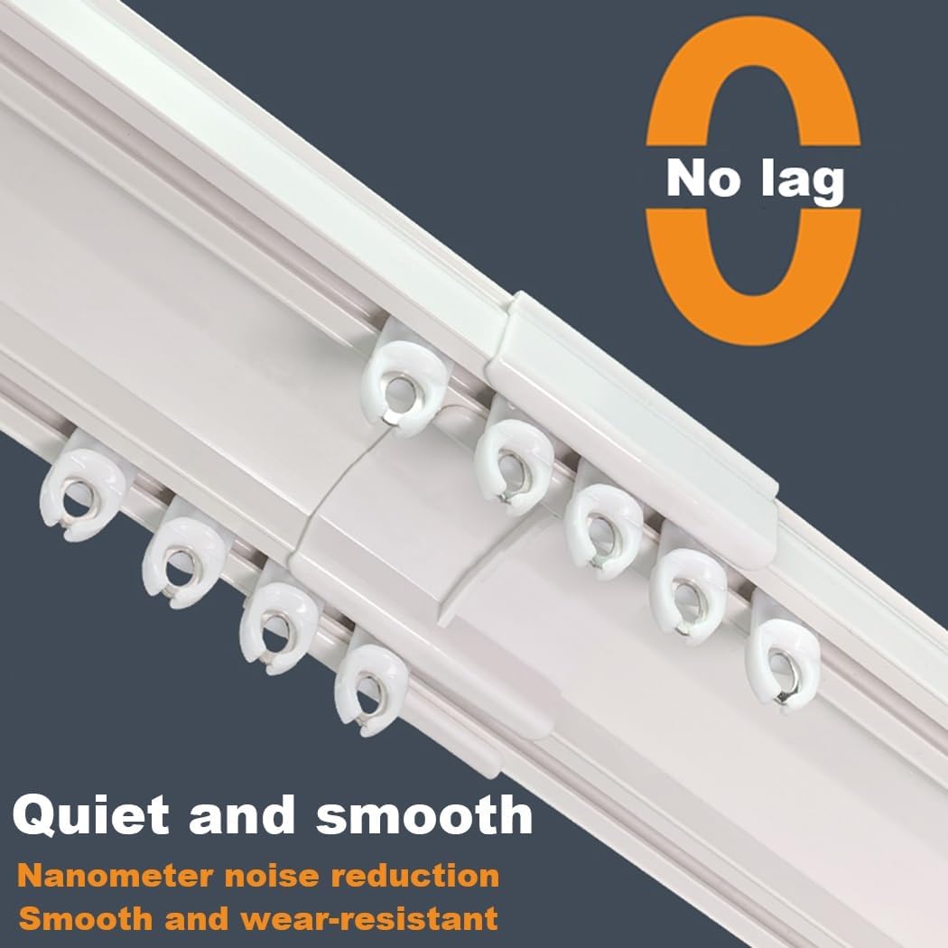 Ceiling Curtain Track, Double Curtain Rail Set, Ceiling Track For Curtains Room Divider, Heavy Duty 300cm Sliding Drop Conjoined Double Track Curtain System(105CM (3.4FT))