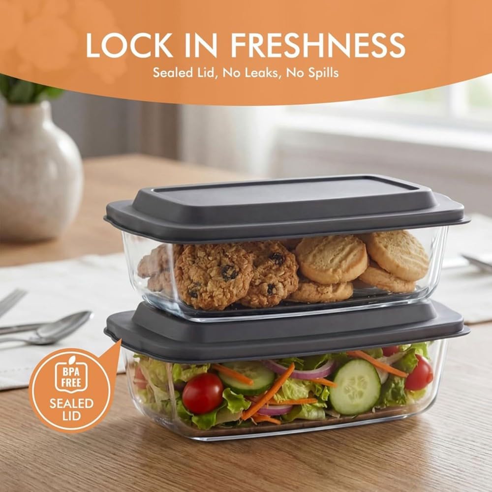 Paquete de 2 Moldes Grandes de Vidrio para Pan de 7,6 Tazas/1800 Ml/1,9 Cuartos de Galón, Aptos para Microondas y Horno - Moldes para Pan para Almacenar Alimentos