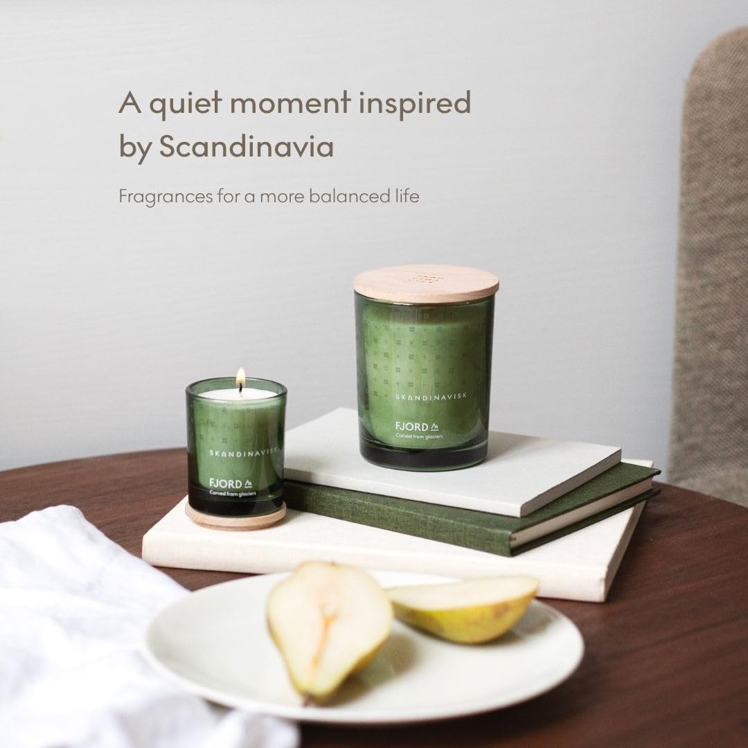 Skandinavisk Vela aromática FJORD. Notas aromáticas: manzana y pera, frutos de huerto y grosellas rojas. 200 g.