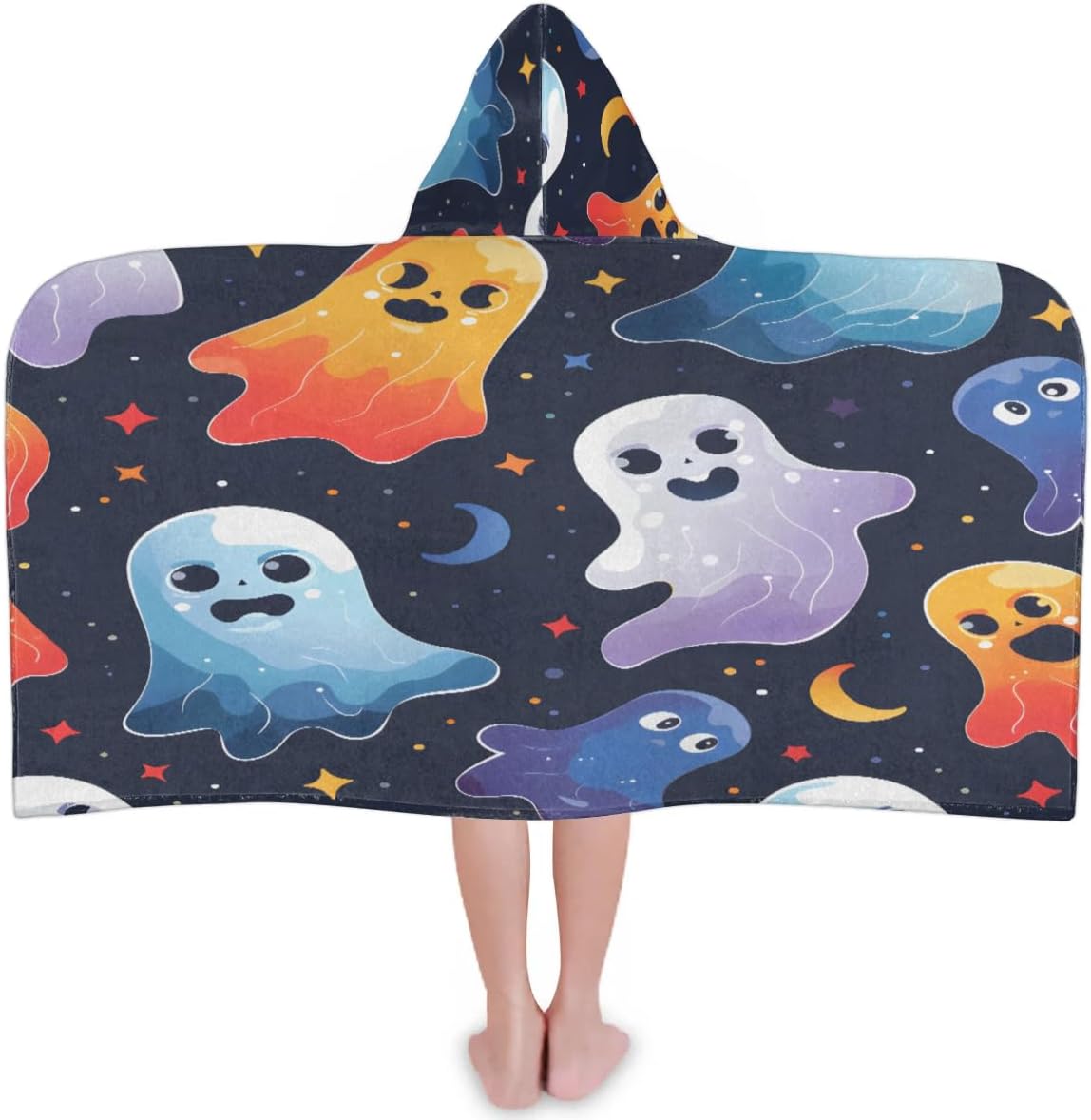 Pardick Kids Bath Towel Funny Ghost Beach Towel with Hood Pool Cover Up for Girls Boys Soft Absorbent Hooded Bath Towel Toddler Towels for Beach, Pool