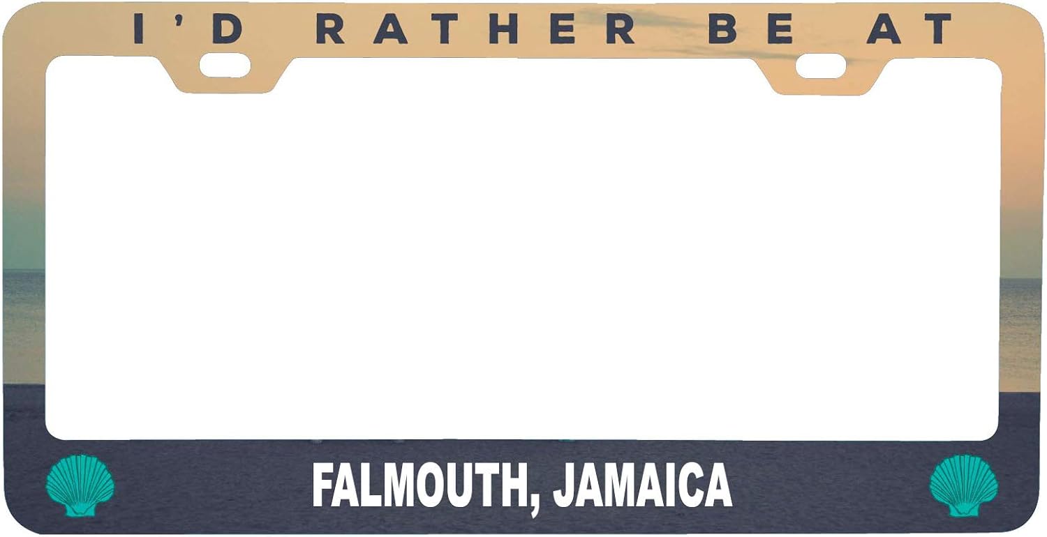 R and R Imports Falmouth Jamaica Sea Shell Design Souvenir Metal License Plate Frame