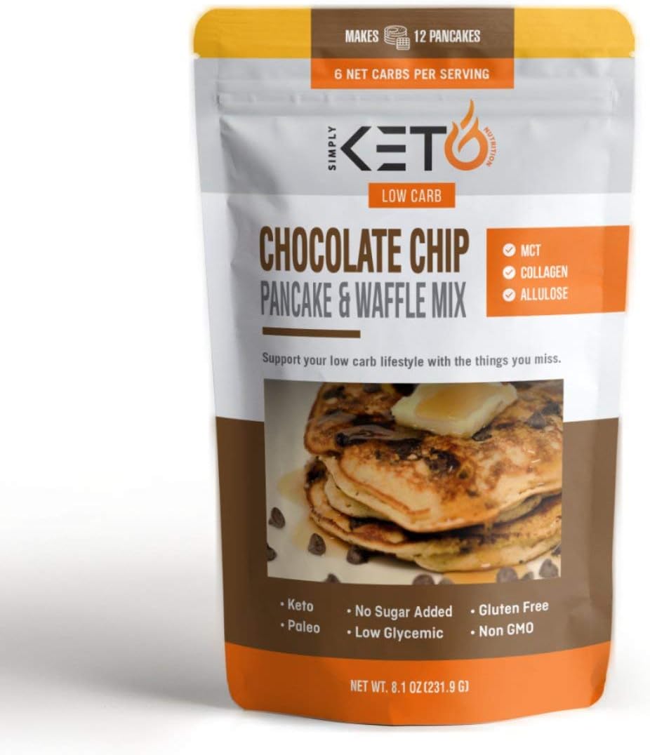 Simply Keto Nutrition Chocolate Chip Pancake and Waffle Mix: Low Carb & Keto Friendly Supports Keto Diet With Collagen MCT