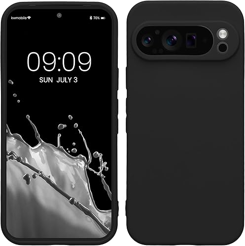 kwmobile Funda compatible con Google Pixel 9 Pro - Funda protectora delgada de TPU para teléfono - Acabado mate suave - Negro mate