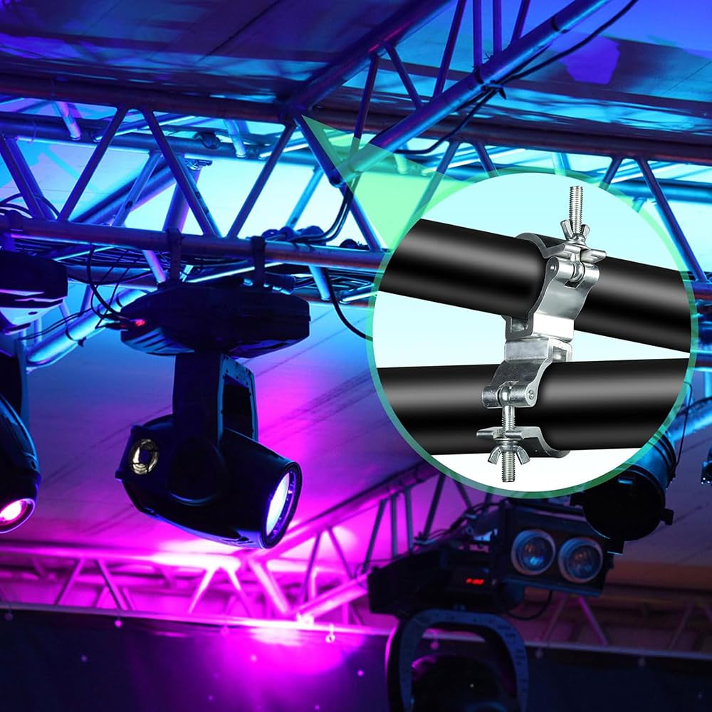 Morsetti per Luci Scena,Morsetto per Traliccio Luci,Truss Clamp Ganci Tralicci Luci,4pcs Double Pince de Tube Pivotant 40-52 mm,Capacità di Carico 200kg per Altoparlanti o Accessori di illuminazione