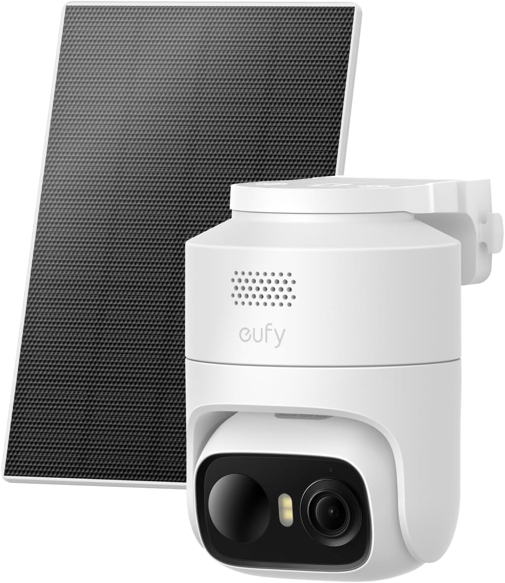 eufy Security eufyCam C37 2K Caméra Surveillance WiFi extérieur sans Fil | Caméra extérieure, suivi IA à 360° PTZ, énergie solaire, détection IA, sans frais, stockage local