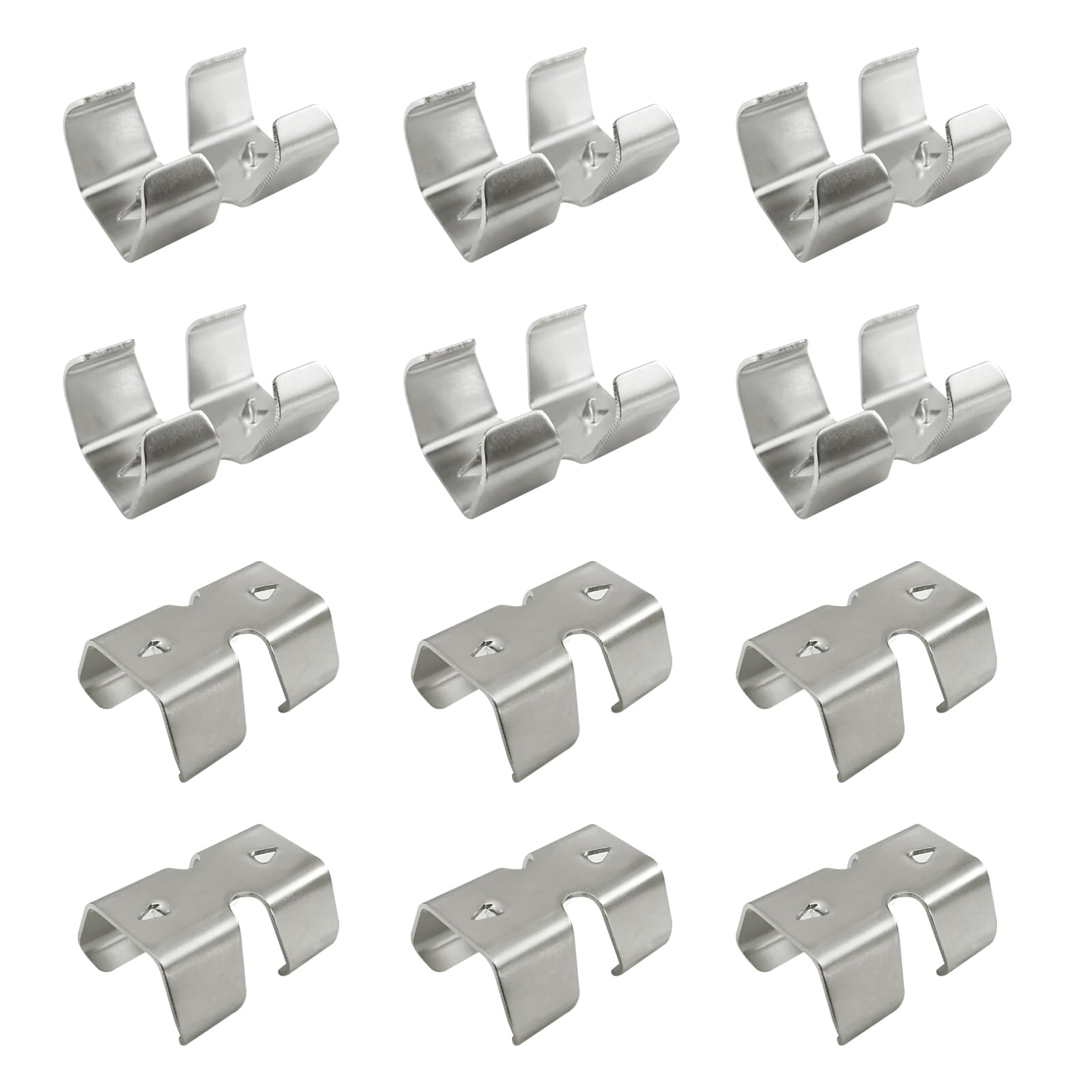 Rope Clamp Stainless Steel Clips for Rope, Cord, String, Double Rope Clamps Fits 3/8Inch to 1/2Inch Twisted or Braided Ropes 12 Pcs