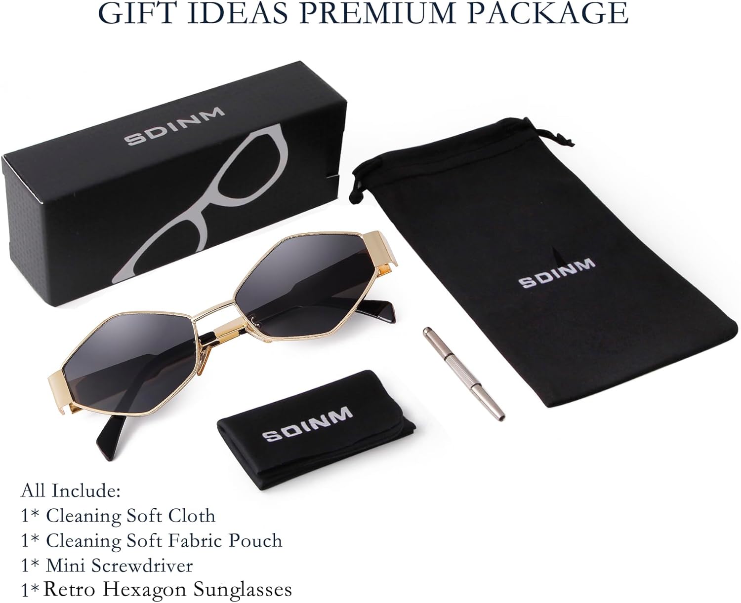 SDINM Trendy Hexagon Sunglasses for Women Retro Gold Metal Geometric Frame Sun Glasses Shades - Image 7