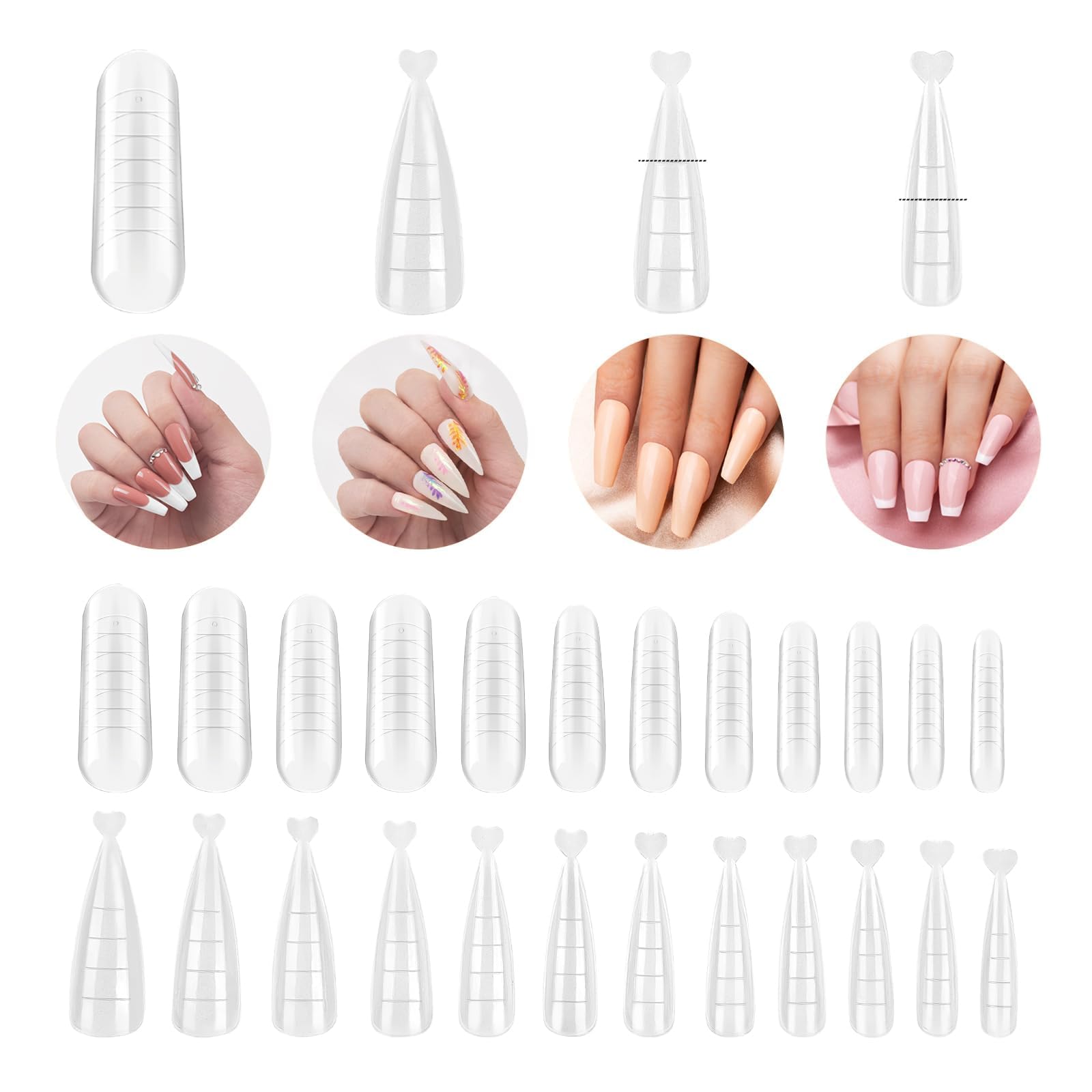 NALACAL Poly Extension Gel Dual Nail Form, Long Fake Nails and Nail Molds, Perfect for Gel Manicure and Nail Art Design,Salon-Quality DIY Nails at Home