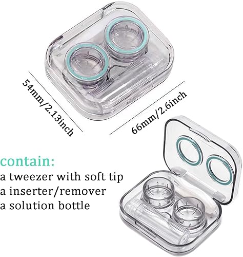 Vista 5 de Estuche para Lentes de Contacto, Tamaño de Viaje con Tapa Abatible, Kit de Herramientas Lindo y Colorido para Aplicador y Extracción de Lentes