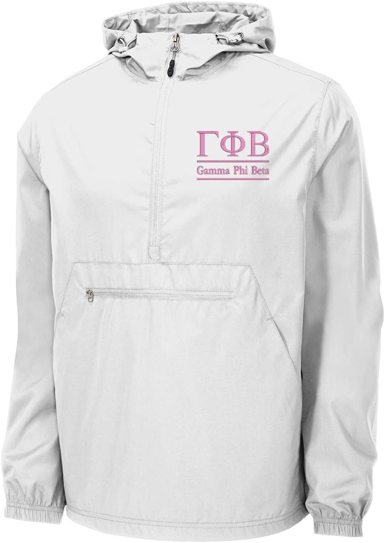 Sorority Letters Shop Gamma Phi Beta Windbreaker - Anorak Pullover Jacket - Quarter Zip