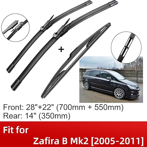 Miniatura 2 de 3 limpiaparabrisas delantero y trasero de 28, 22 y 14 pulgadas, repuesto para Opel Zafira B Mk2 2005-2011, limpiaparabrisas de equipo original, que