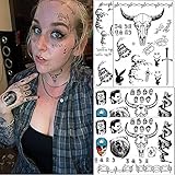 Face Tattoo, Halloween Temporary Tattoos Sticker, Halloween Costume,Parties Costume Tattoos,4 Sheets