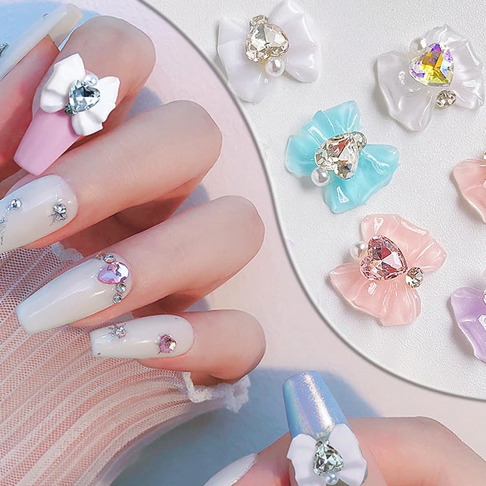 Amazon.co.jp: LOYELEY ネイルパーツ リボン 約30個セット 6色 蝶結び  