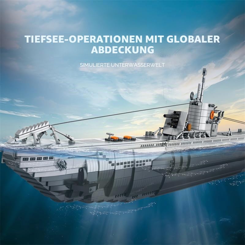 YILETKC Submarine Schiff Bausteine, 3987 Teile U-förmiges U-Boot Klemmbausteine Modell Bausatz, Militär Schiffe Modular Konstruktionsspielzeug, Militär Bauspielzeug für Erwachsene