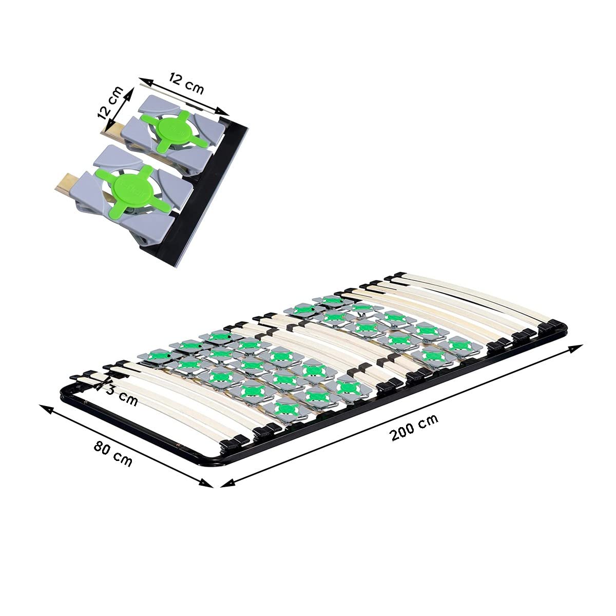 ERGO - Somier de láminas ergonómico con almohadillas de apoyo (80 x 200 cm)