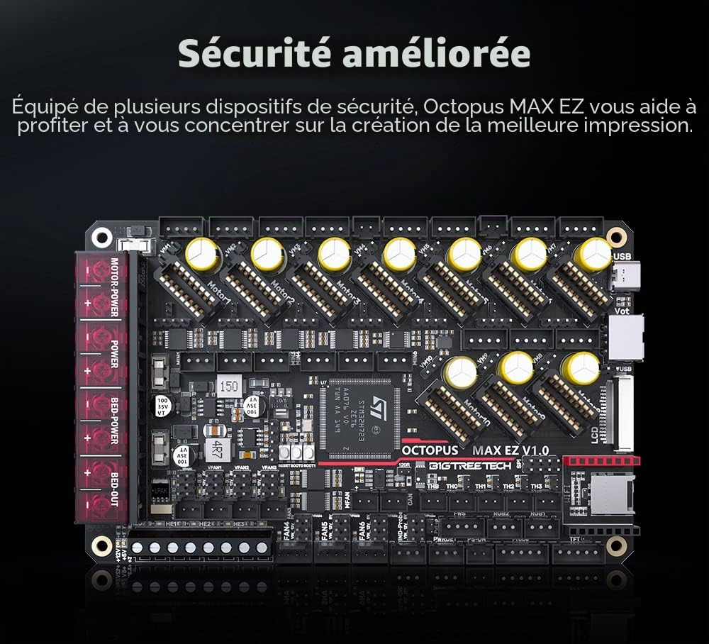 BIGTREETECH Octopus Max EZ V1.0 Control Board 32 bits nouvelle carte mère Octopus pro mise à niveau, compatible avec le pilote étape par étape ez2209, prise en charge de la sortie