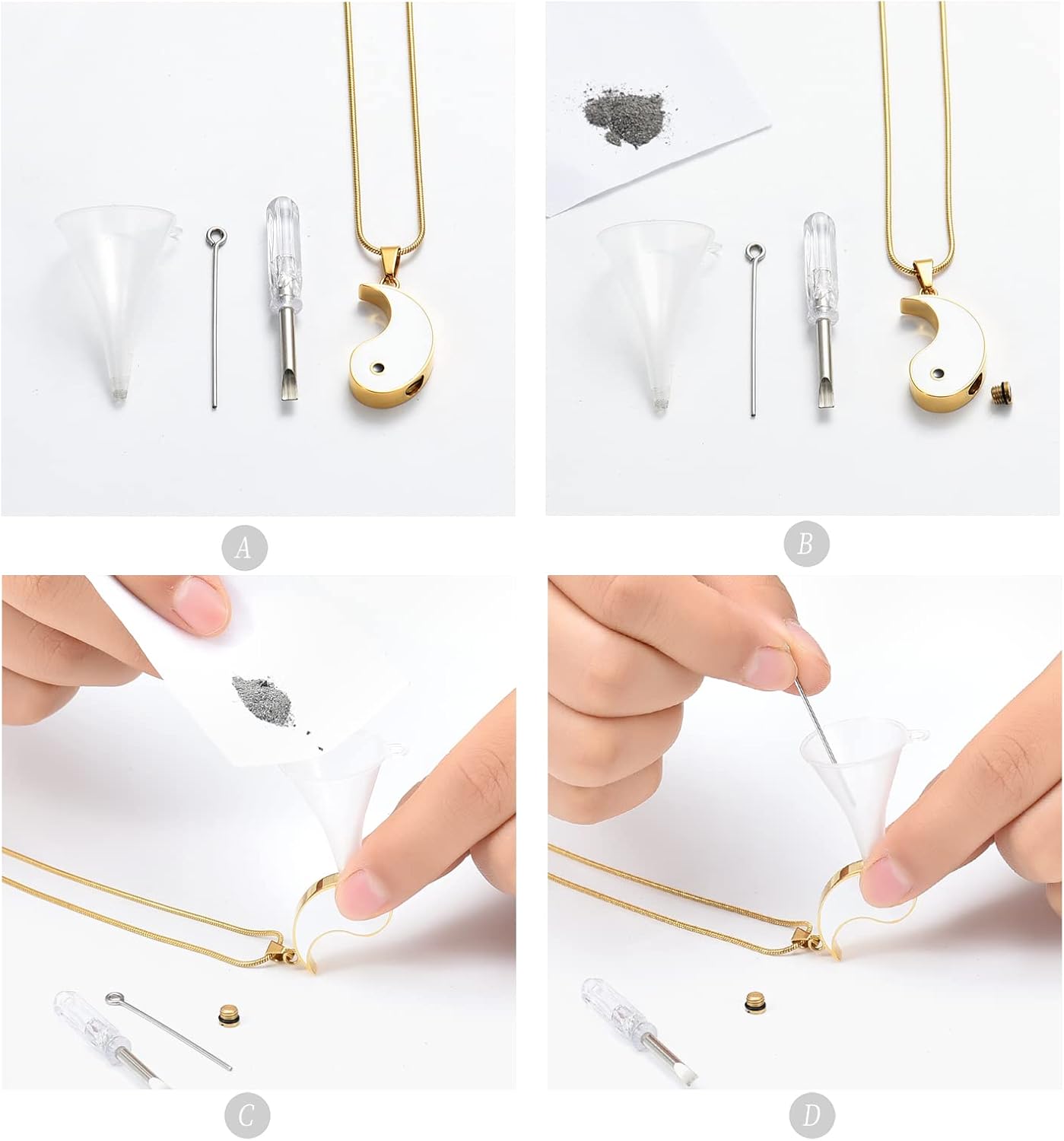 Cremation Jewelry Yin Yang Pendant Necklace Stainless Steel Taiji Bagua Urn Jewelry for Ashes Keepsake Funeral Casket Jewelry