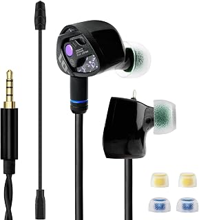 TANGZU Xue Tao HiFi IEM Earphones, 10mm Glass Diaphragm Dynamic Driver, Spatial Audio for FPS Gaming, 0.78mm 2‑Pin Detachable Cable, Black 3.5mm with Mic for PC & Mobile