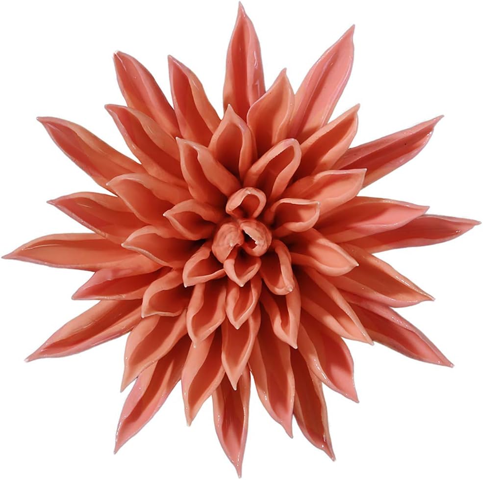 ALYCASOStarfish Flower 3D Ceramic Flower for Home, The Kitchen, Living Room, Bedroom Wall Sculptures Decoration Art Hanging Flower 4.33 inch Pink