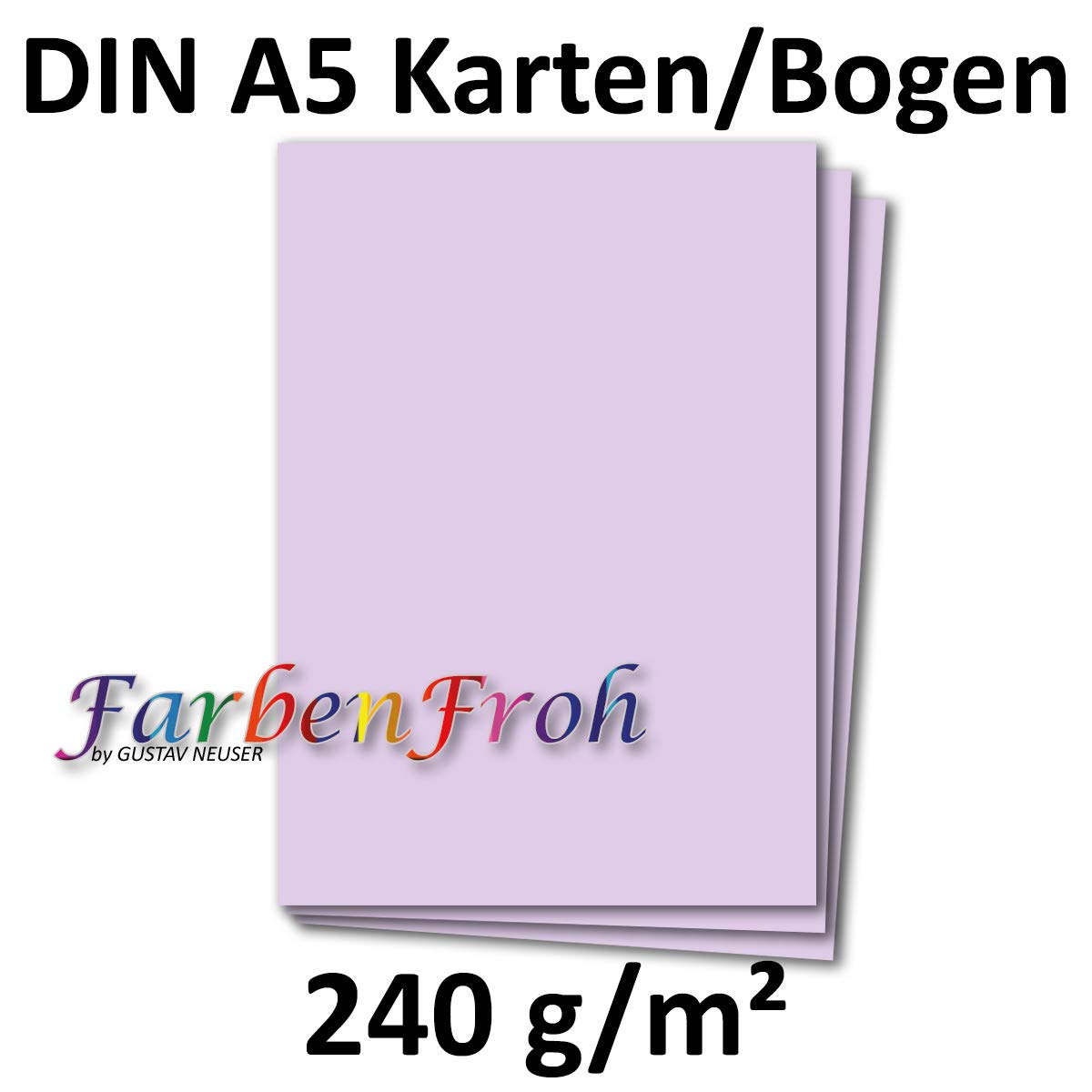 FarbenFroh by GUSTAV NEUSER 100 DIN A5 single cards paper sheets, lilac, 240 g/m², 14.8 x 21 cm - Image 3