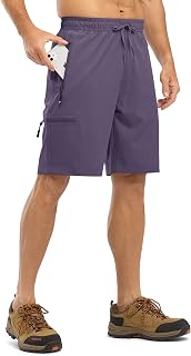 TBMPOY Men's Hiking Shorts with 5 Zip Pockets 9'' Lightweight Outdoor Work Athletic Travel Short for Men Casual Running
