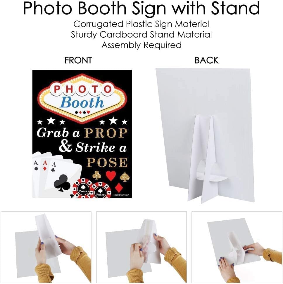 Big Dot of Happiness Las Vegas - Casino Party DIY Photo Booth Decor and Accessories - 30 Photo Props with Photo Booth Sign Party Virtual Bundle