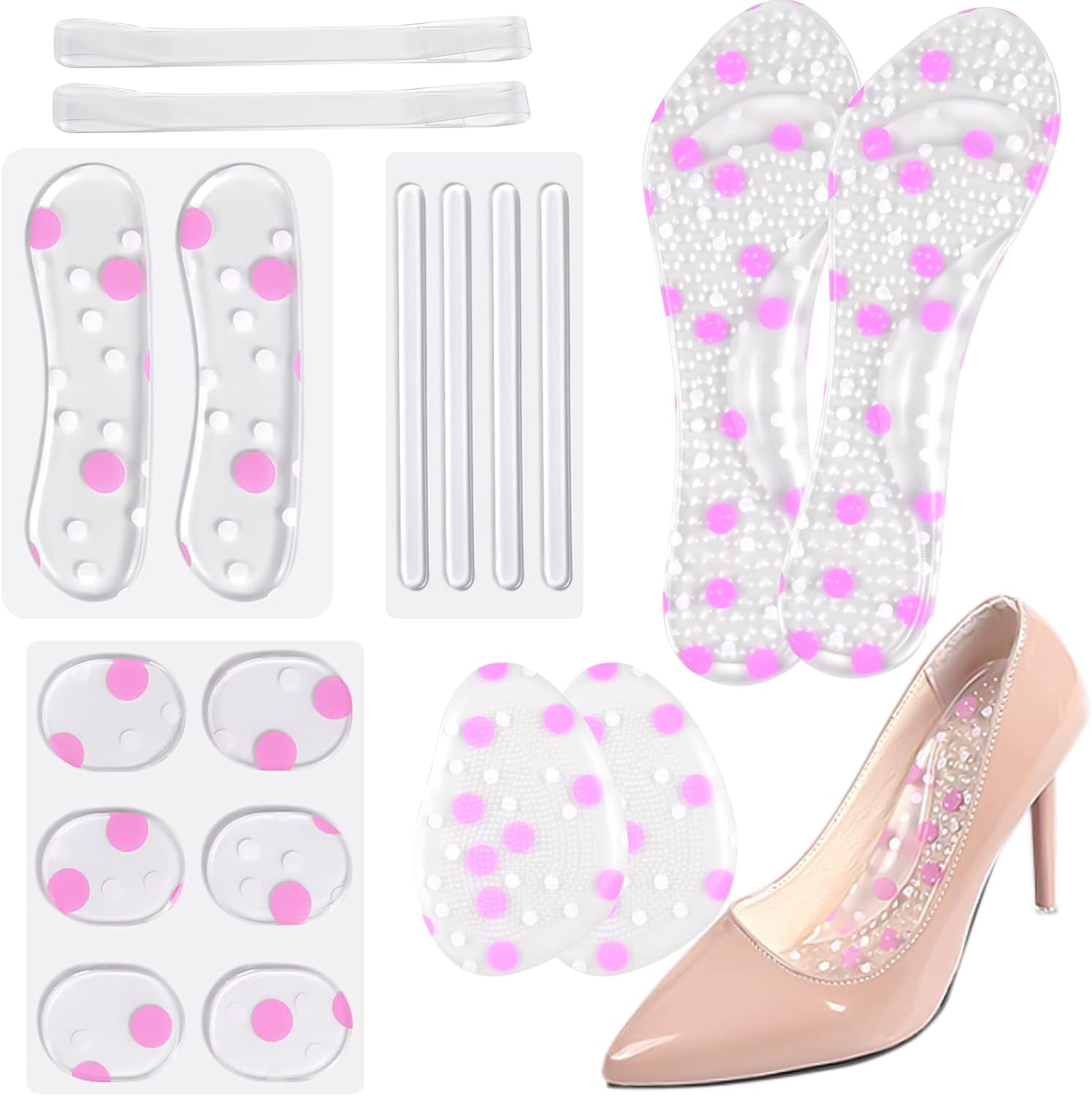 Focenat 18 Pcs High Heel Gel Pads, Heel Grips Liner Cushions Inserts SelfAdhesive Heel Grips