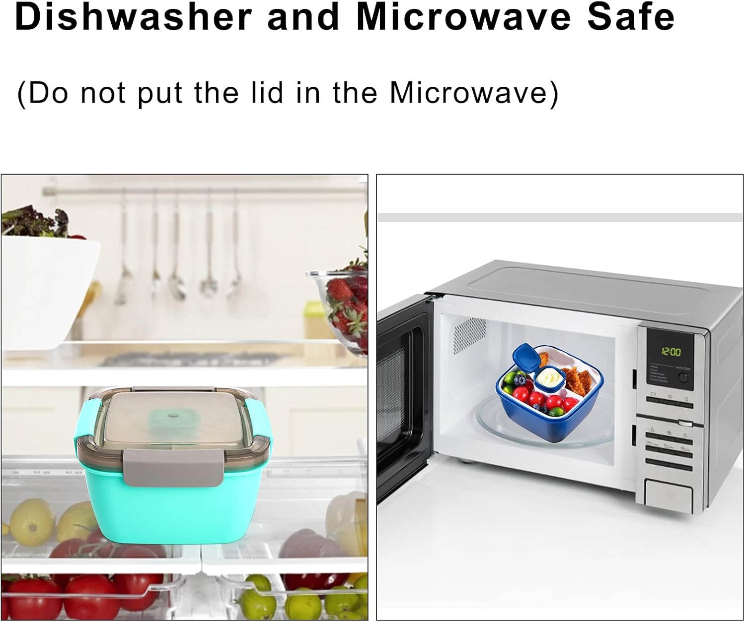 YOUEON 3 Pack Salad Lunch Container to Go with 3 Compartment Tray 52 Oz