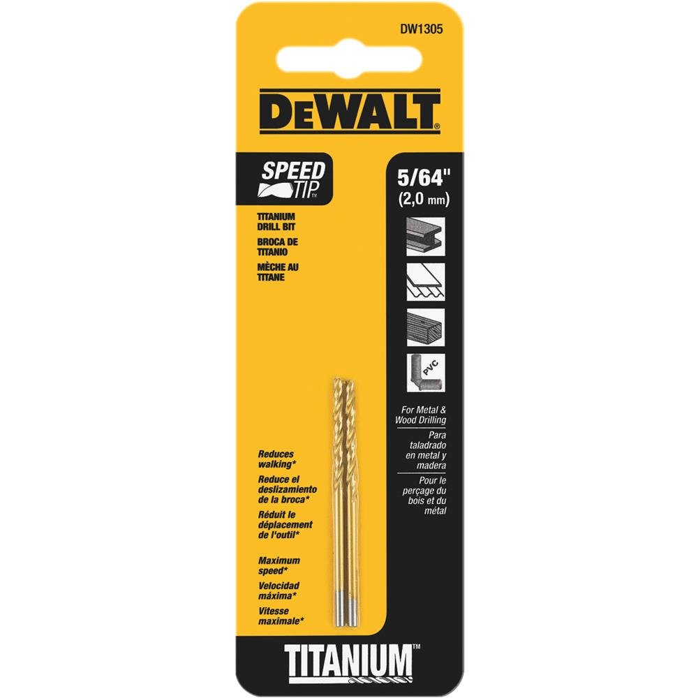 DW1305 5/64-Inch Titanium Nitride Split Point Twist Drill Bit,Gold