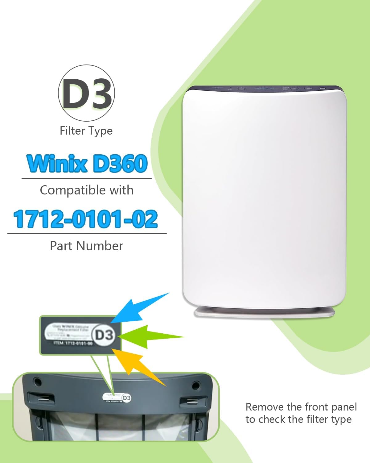 BBT BAMBOOST D360 Replacement Filter D3 Compatible with Winix D360, 2 HEPA Filters & 8 Activated Carbon Pre-filters, Part # 1712-0101-02 (10Pack)